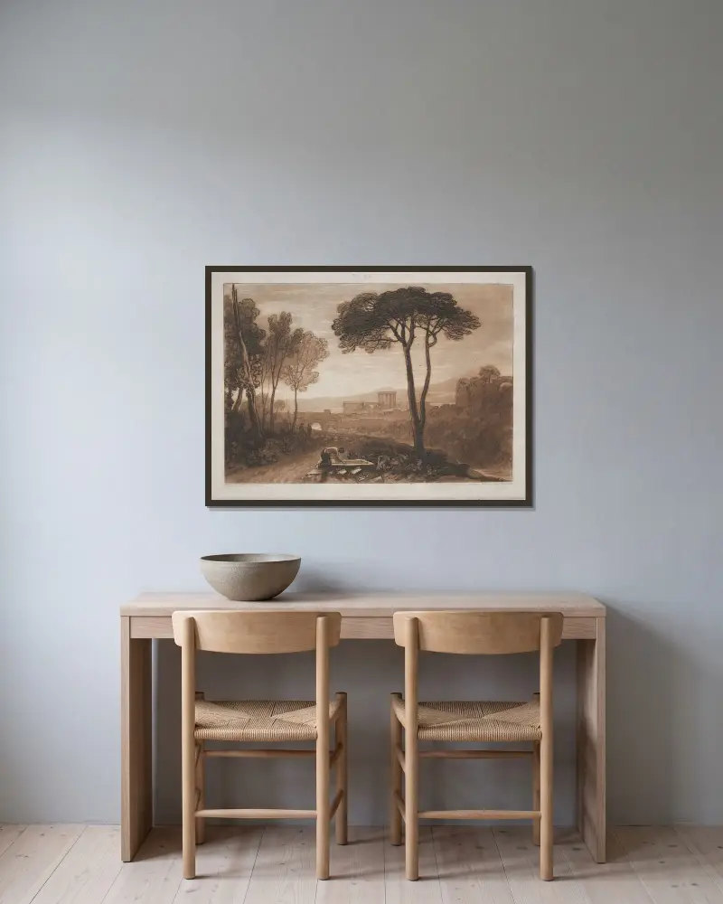 Szene in der Campagna von Joseph Mallord William Turner gerahmt an einer Wand