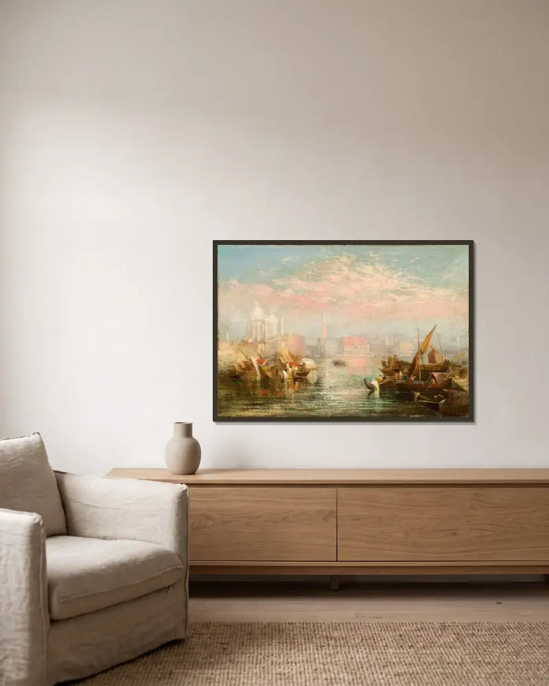 Seascape av Joseph Mallord William Turner inramad på en vägg