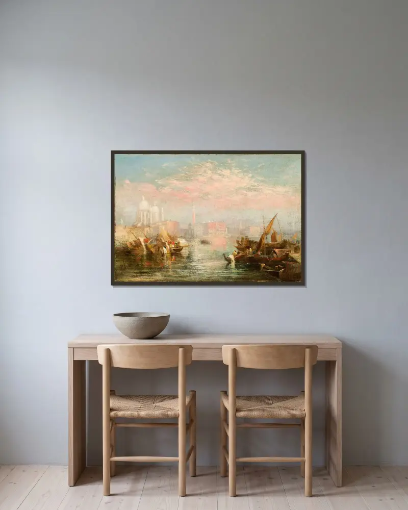 Seascape av Joseph Mallord William Turner inramad på en vägg