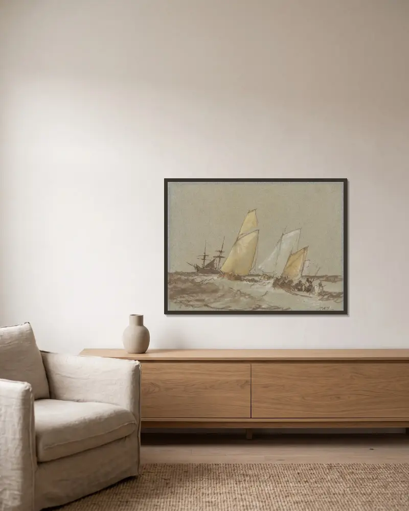 Shipping av Joseph Mallord William Turner inramad på en vägg