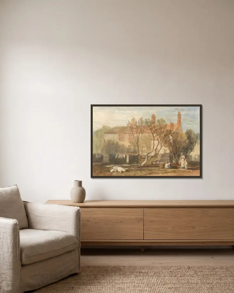 Steeton Manor House bei Farnley von Joseph Mallord William Turner gerahmt an einer Wand
