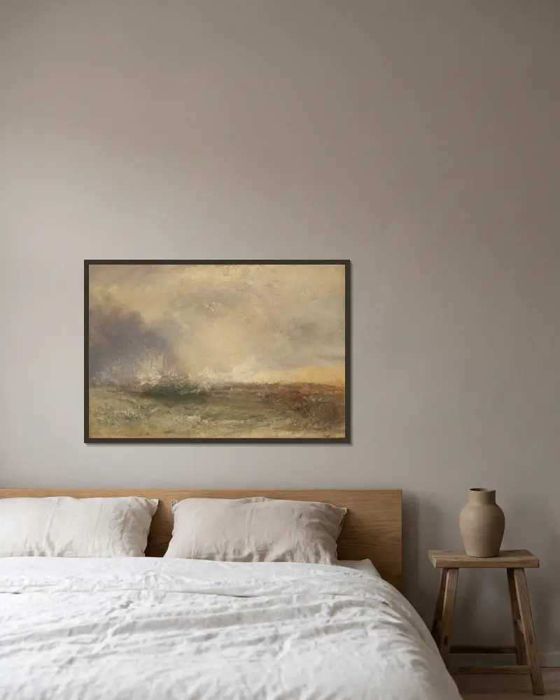 Stormy Sea Breaking on a Shore av Joseph Mallord William Turner inramad på en vägg