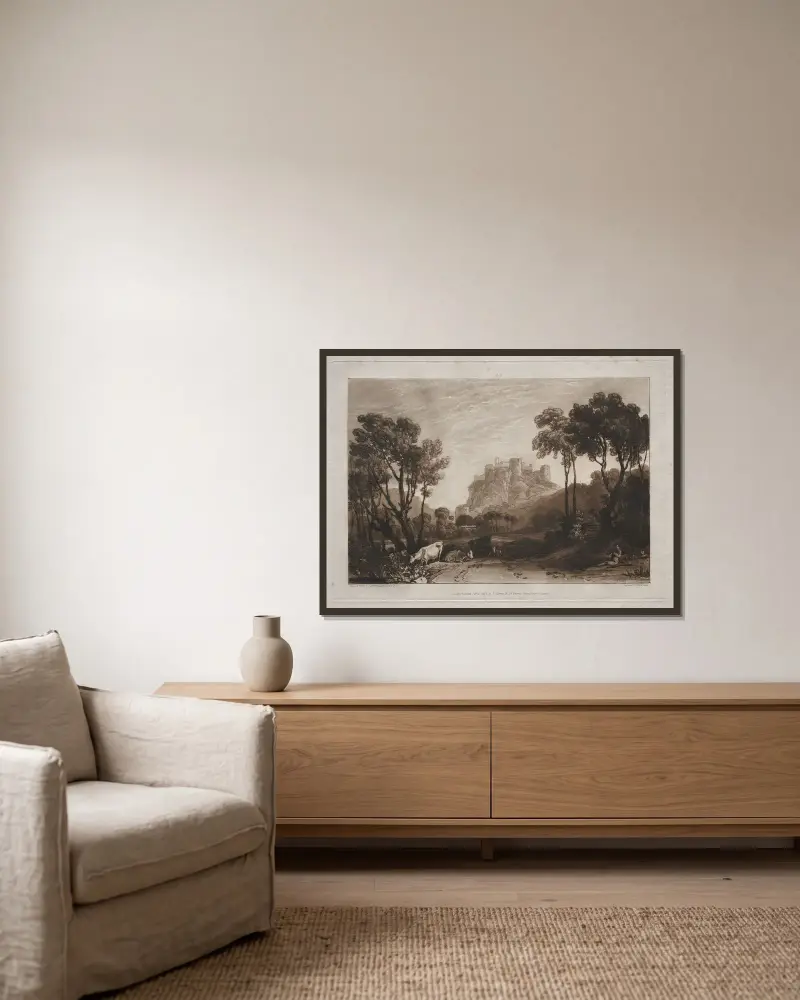 Zamek nad łąkami, Joseph Mallord William Turner w ramie na ścianie