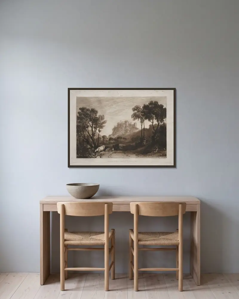 Zamek nad łąkami, Joseph Mallord William Turner w ramie na ścianie