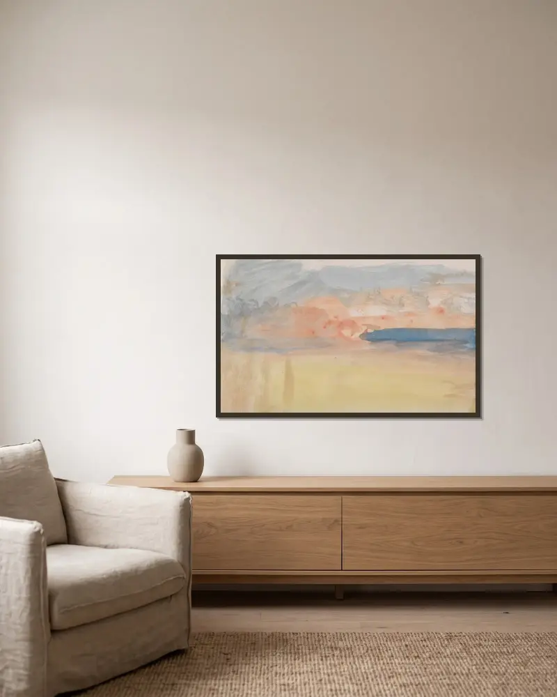 Das Kanal-Skizzenbuch 26 von Joseph Mallord William Turner gerahmt an einer Wand