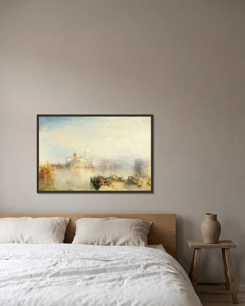 Tullhuset och Santa Maria della Salute, Venedig av Joseph Mallord William Turner inramad på en vägg