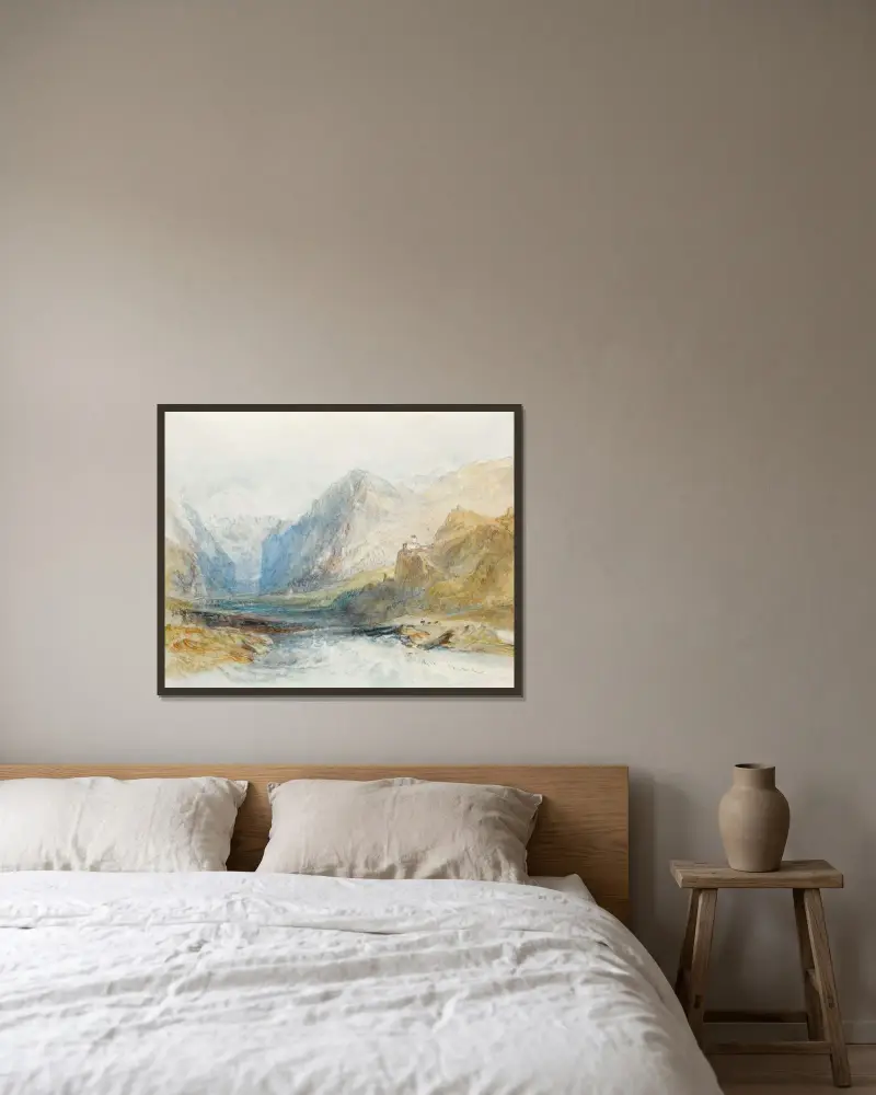 Das Domleschg-Tal, nach Norden zur Schlucht bei Rothenbrünnen von Joseph Mallord William Turner gerahmt an einer Wand
