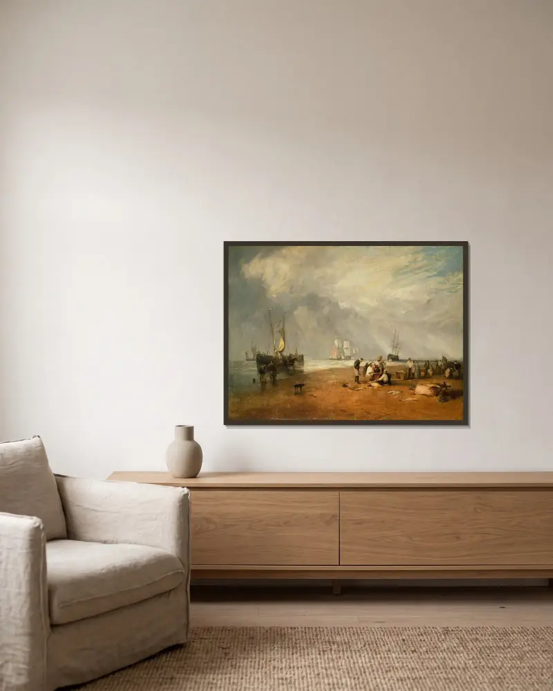 Targ rybny na plaży w Hastings, Joseph Mallord William Turner w ramie na ścianie