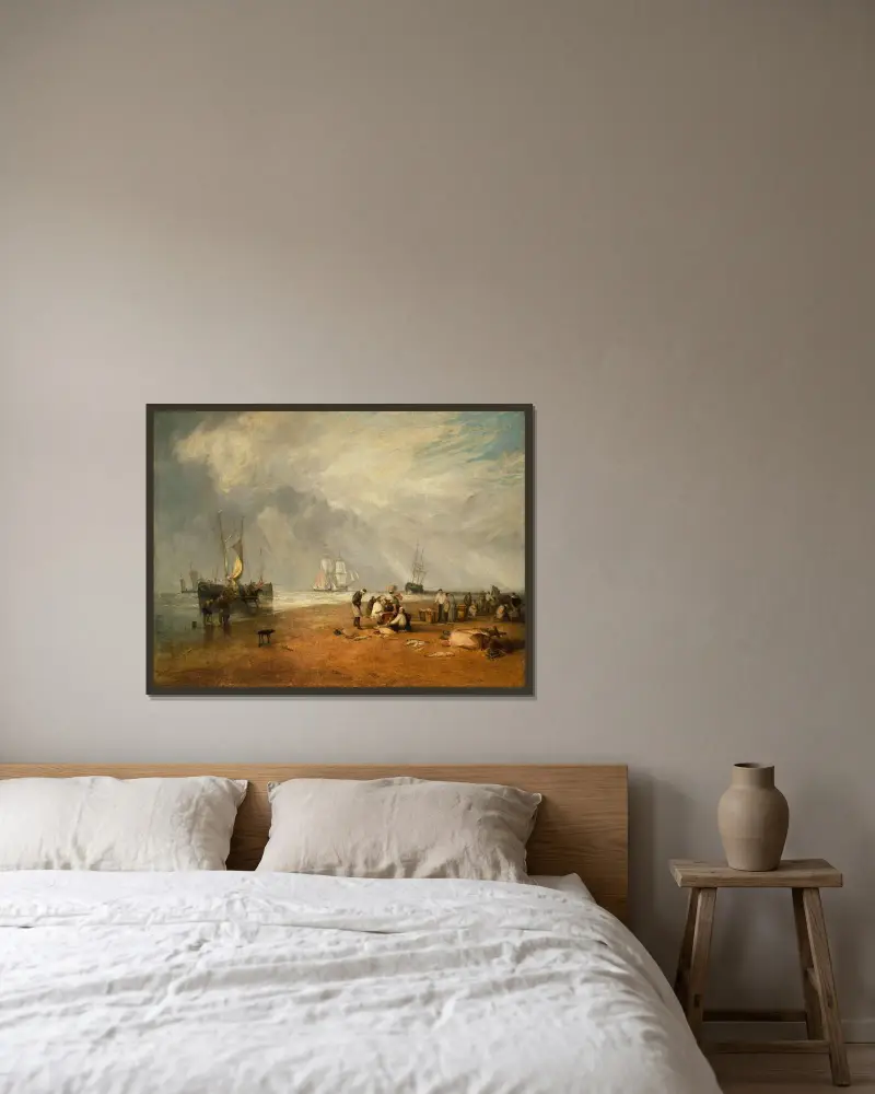 Targ rybny na plaży w Hastings, Joseph Mallord William Turner w ramie na ścianie