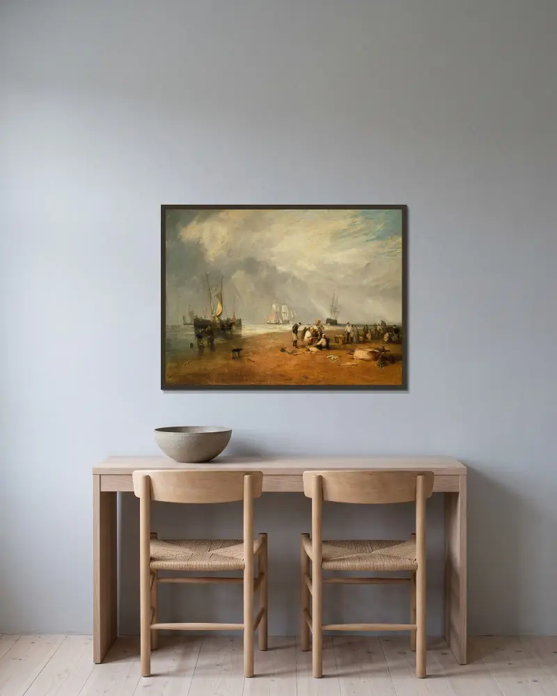 Targ rybny na plaży w Hastings, Joseph Mallord William Turner w ramie na ścianie