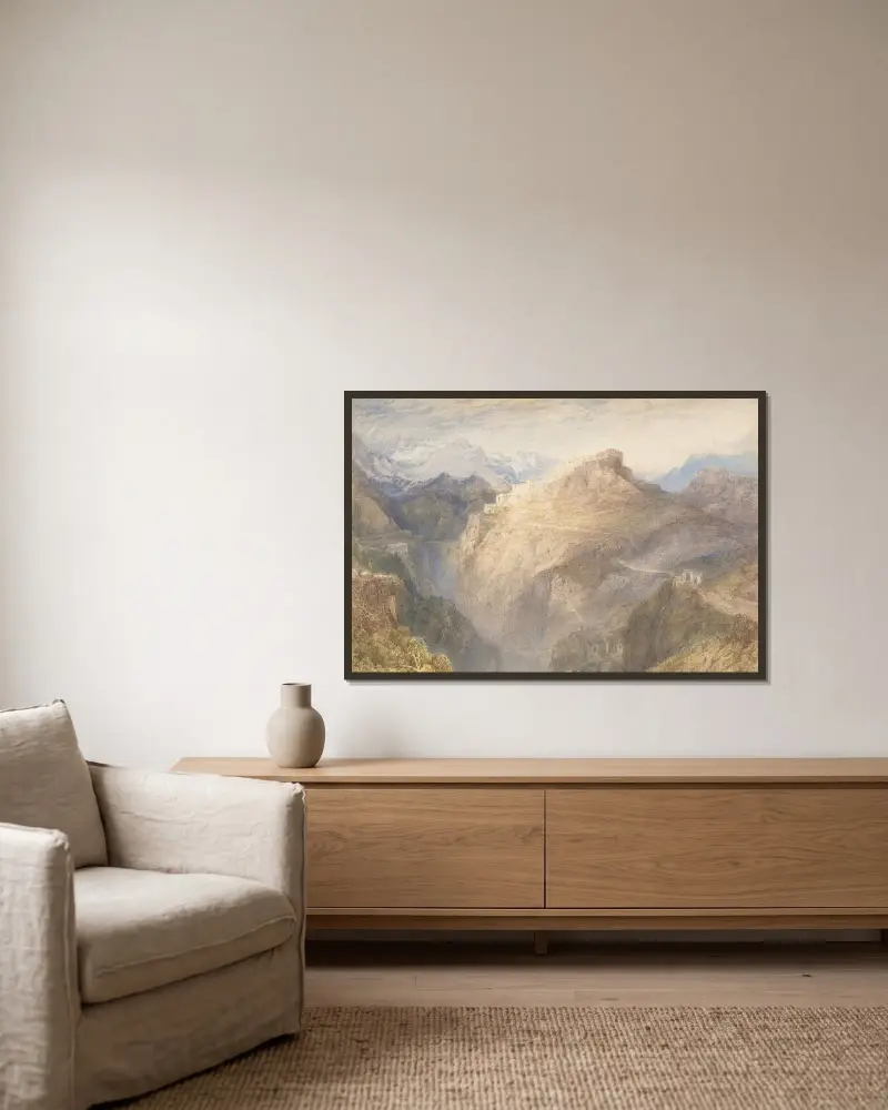 Die Festung L'Esseillon, Val de la Maurienne, Frankreich von Joseph Mallord William Turner gerahmt an einer Wand