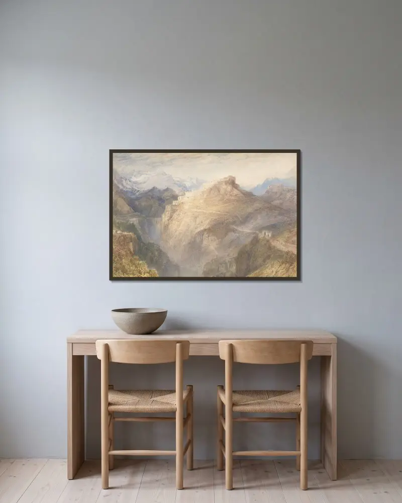 Die Festung L'Esseillon, Val de la Maurienne, Frankreich von Joseph Mallord William Turner gerahmt an einer Wand