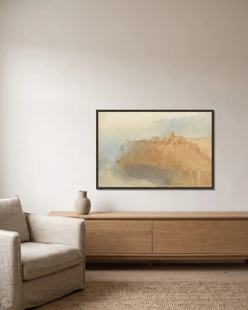 Die Festung Ehrenbreitstein vom gegenüberliegenden Rheinufer – Nr. 1 von Joseph Mallord William Turner gerahmt an einer Wand