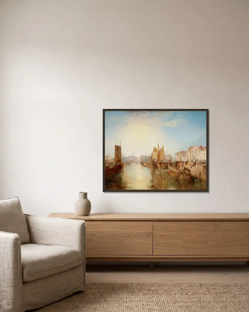 Dieppes hamn av Joseph Mallord William Turner inramad på en vägg
