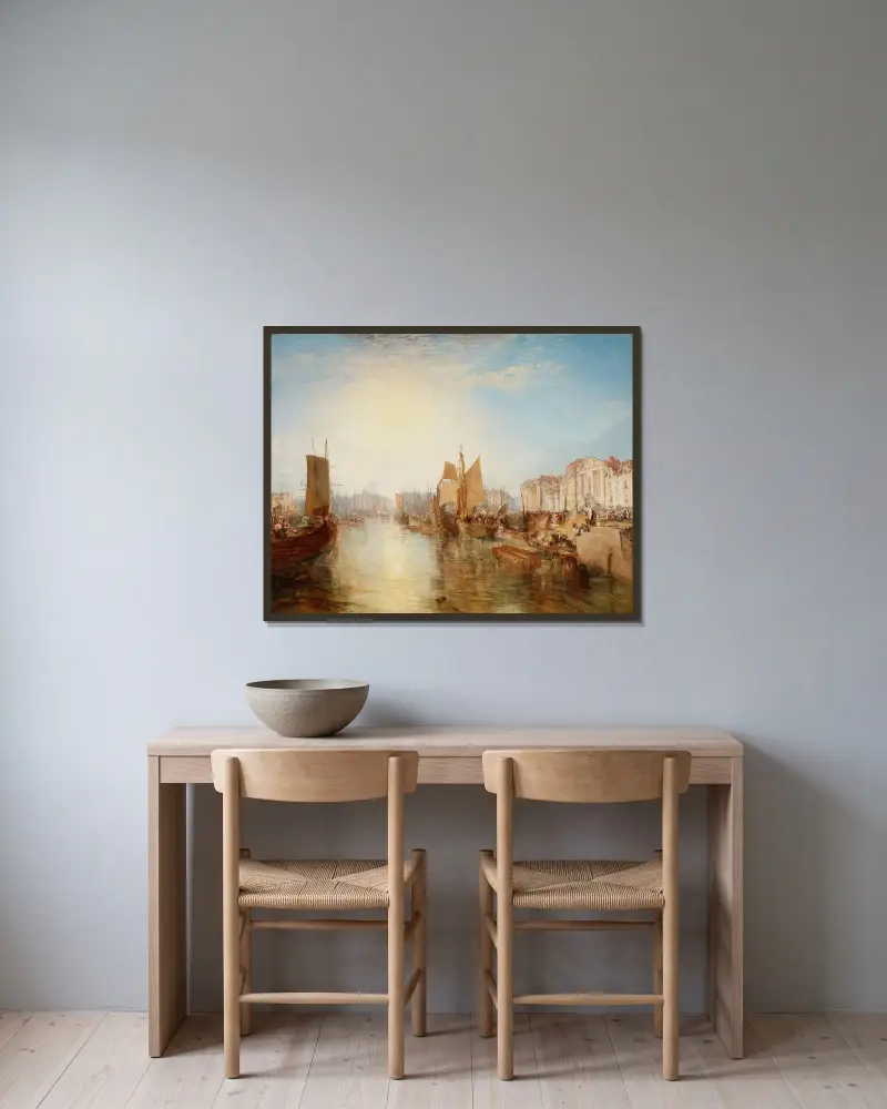 Dieppes hamn av Joseph Mallord William Turner inramad på en vägg