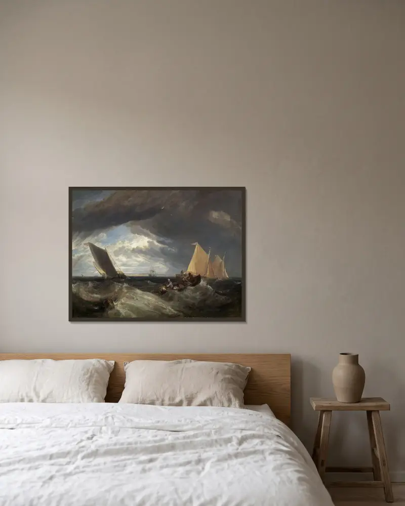 Mötet mellan Themsen och Medway av Joseph Mallord William Turner inramad på en vägg