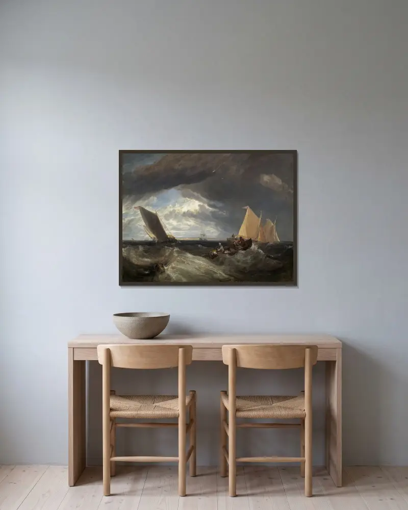Mötet mellan Themsen och Medway av Joseph Mallord William Turner inramad på en vägg