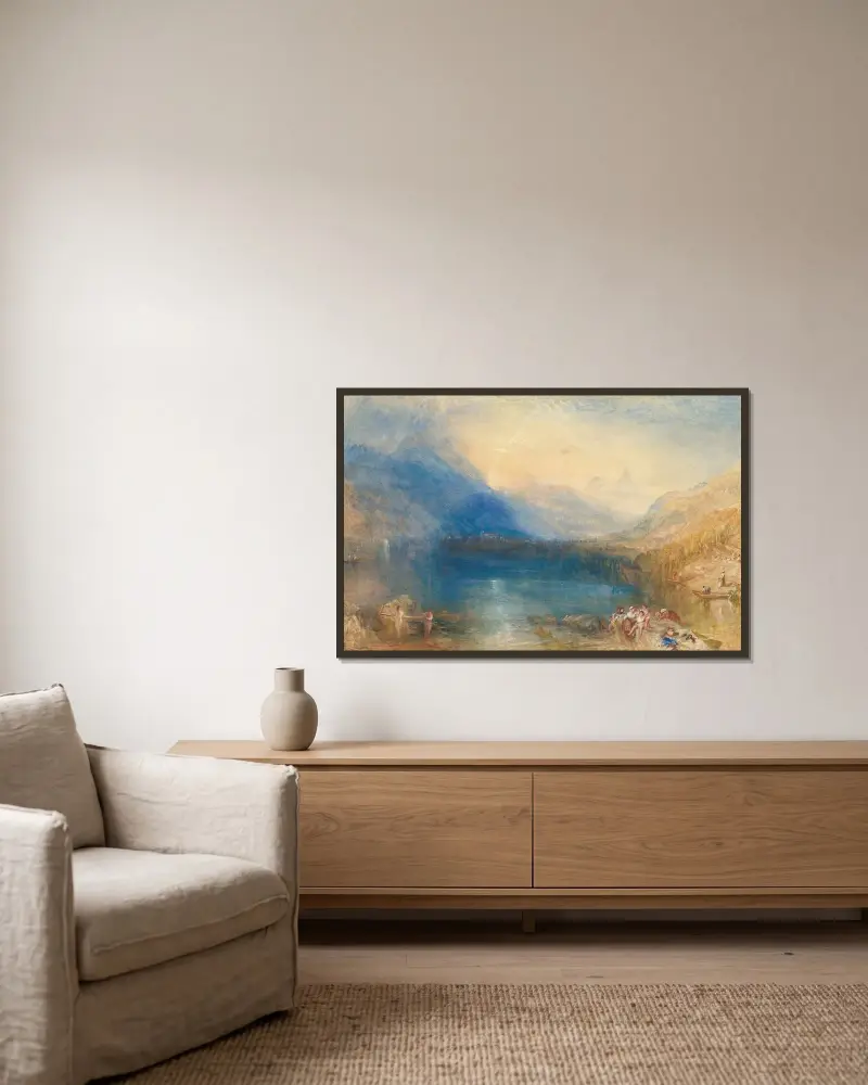 Zugsjön av Joseph Mallord William Turner inramad på en vägg