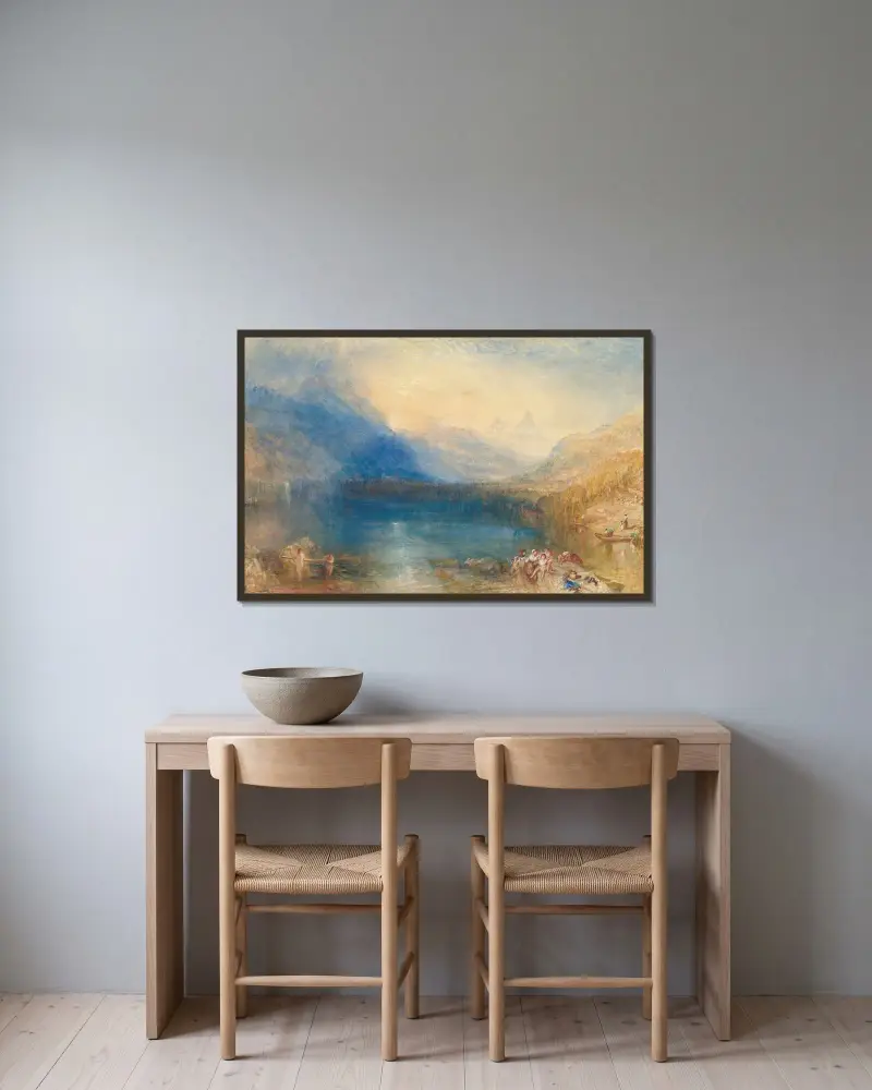 Zugsjön av Joseph Mallord William Turner inramad på en vägg