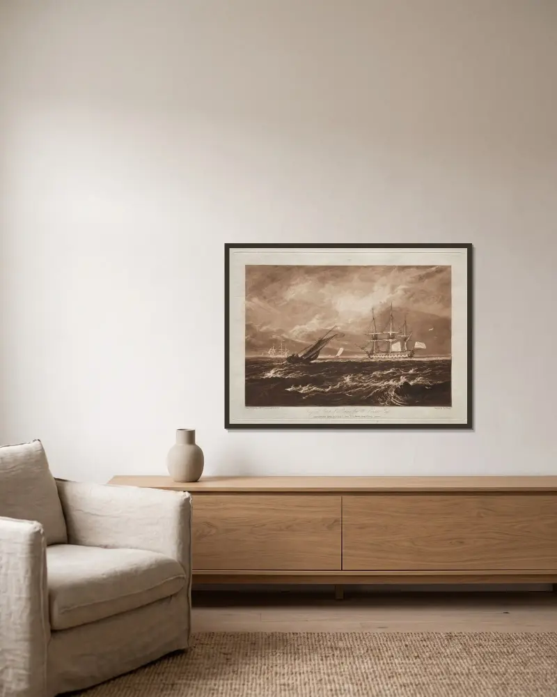 Das Hauptmeerstück von Joseph Mallord William Turner gerahmt an einer Wand