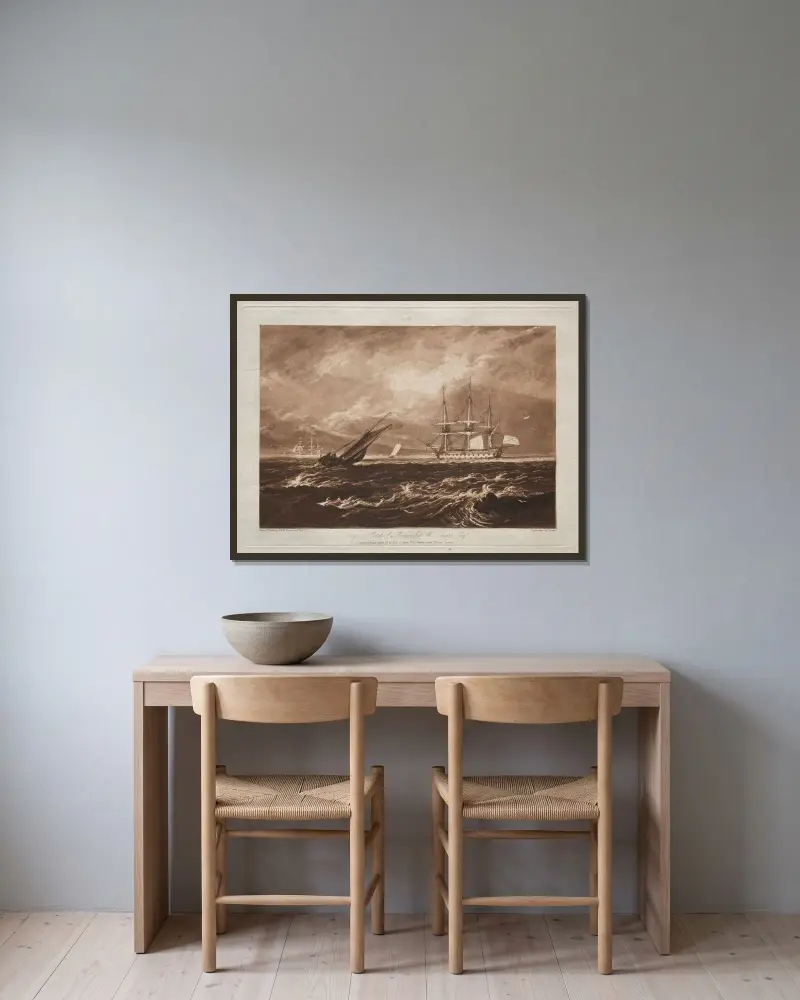 Das Hauptmeerstück von Joseph Mallord William Turner gerahmt an einer Wand