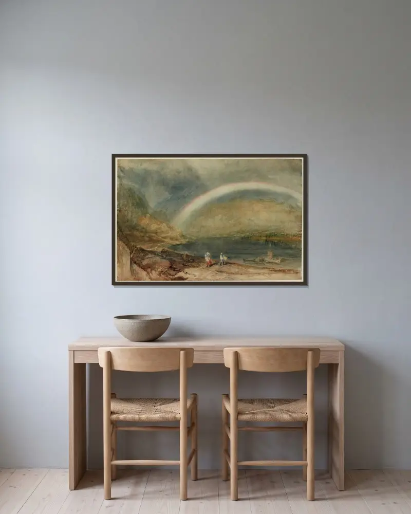 Regnbågen; Osterspai och Filsen av Joseph Mallord William Turner inramad på en vägg