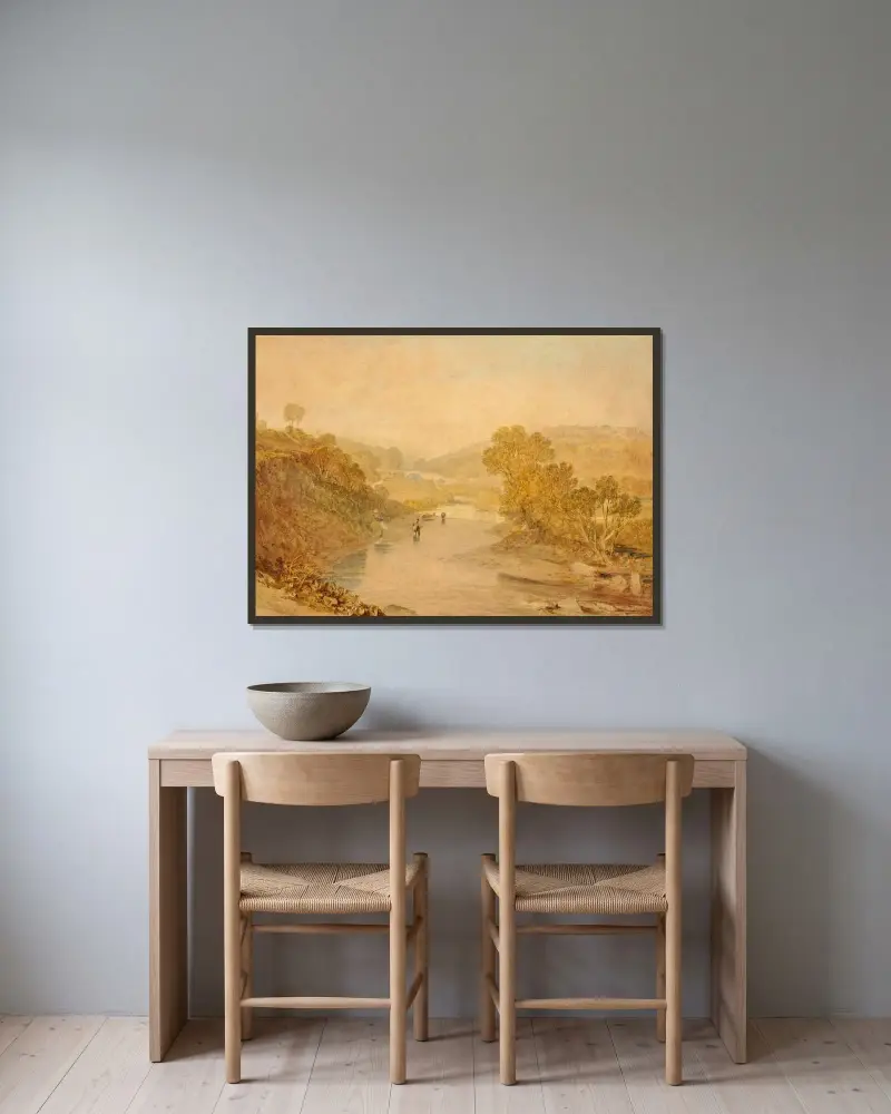 Washburndalen, Lindleybron i fjärran av Joseph Mallord William Turner inramad på en vägg