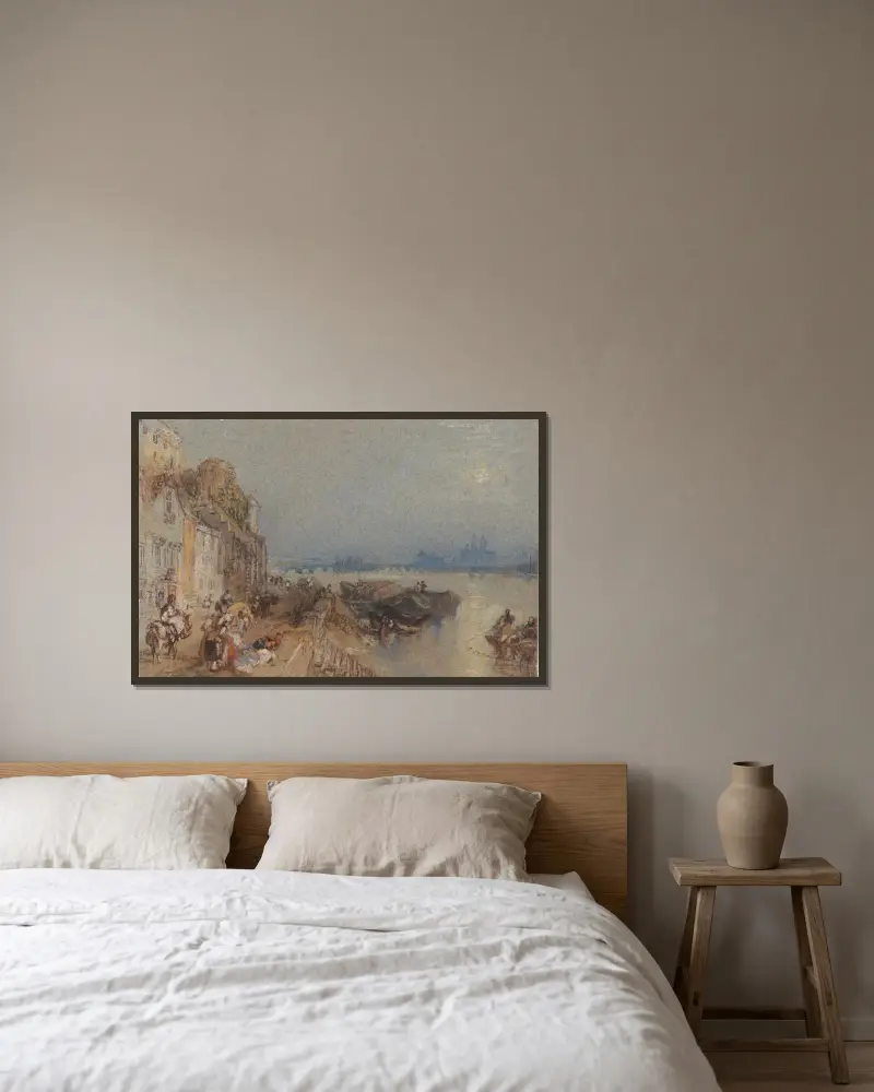 Tours: Sunset- Looking Backwards av Joseph Mallord William Turner inramad på en vägg