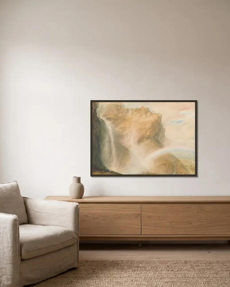 Oberer Fall des Reichenbach: Regenbogen von Joseph Mallord William Turner gerahmt an einer Wand