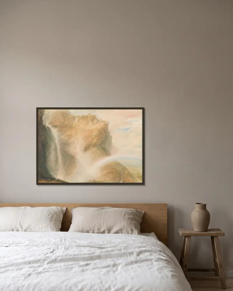 Oberer Fall des Reichenbach: Regenbogen von Joseph Mallord William Turner gerahmt an einer Wand