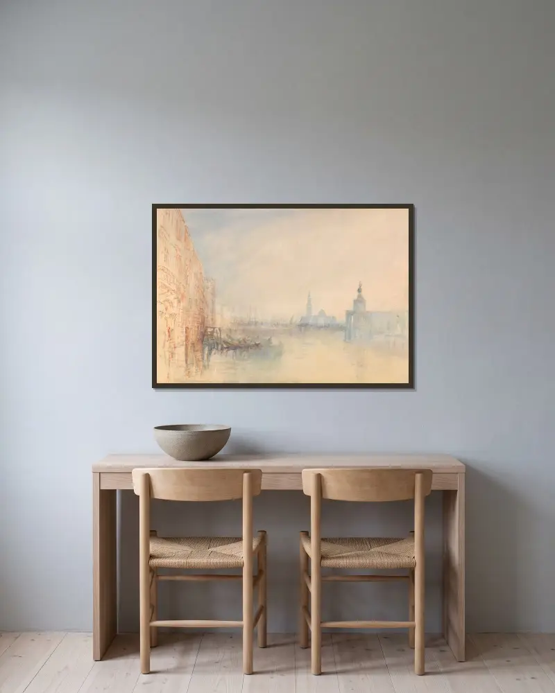 Venedig, Canal Grandes mynning av Joseph Mallord William Turner inramad på en vägg