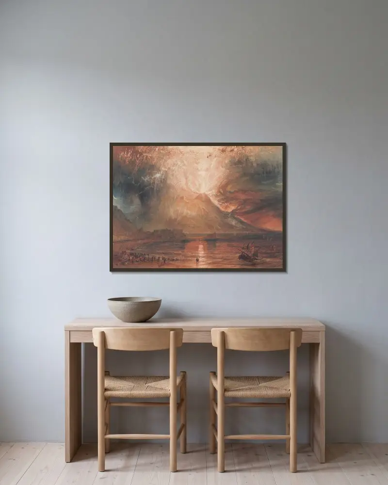 Vesuv v erupci, Joseph Mallord William Turner v rámu na stěně