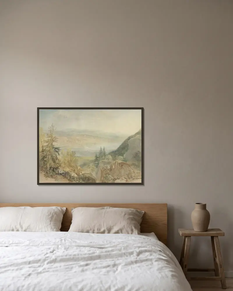 Vy över Farnley Hall i Yorkshire av Joseph Mallord William Turner inramad på en vägg