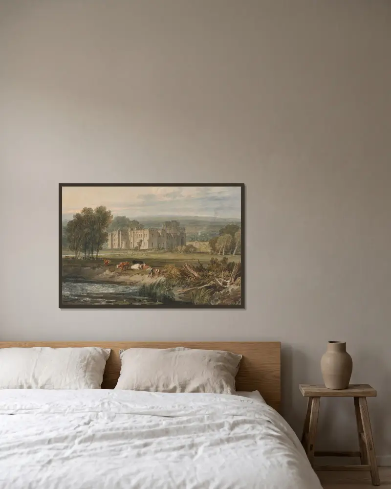 Vy över Hampton Court, Herefordshire, från sydost av Joseph Mallord William Turner inramad på en vägg