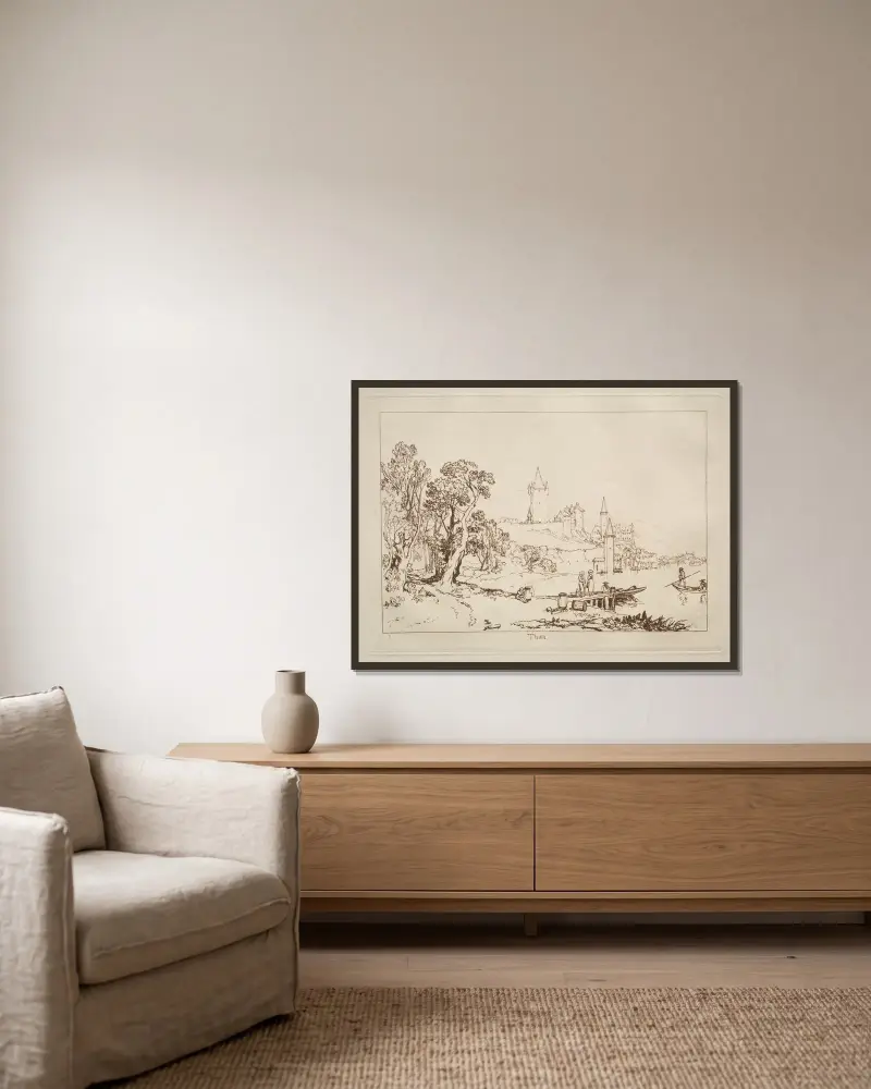 Thun, Schweiz av Joseph Mallord William Turner inramad på en vägg