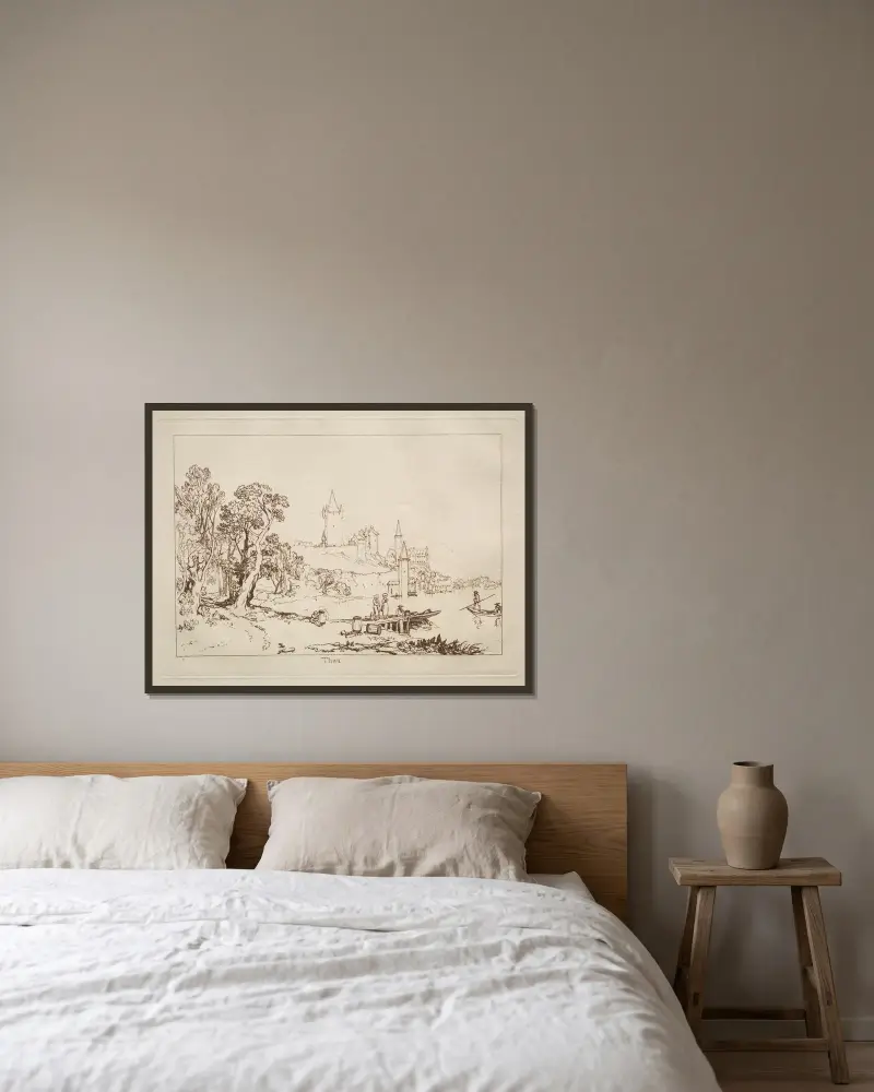 Thun, Schweiz av Joseph Mallord William Turner inramad på en vägg