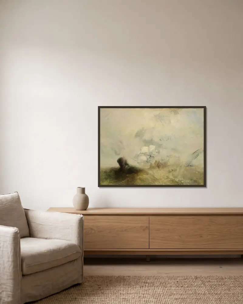 Whalers av Joseph Mallord William Turner inramad på en vägg