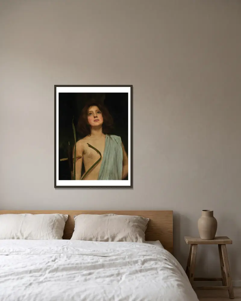 Mladá světice, John William Waterhouse v rámu na stěně