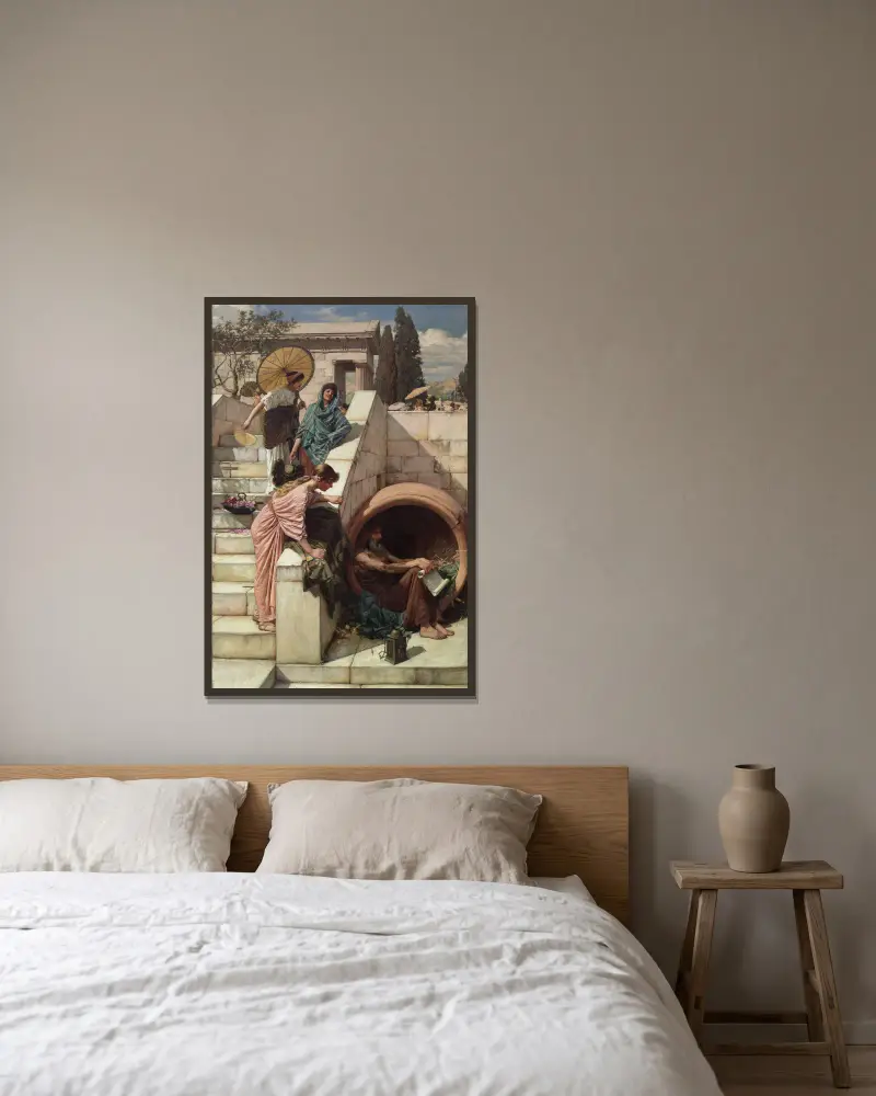 Diogenes von John William Waterhouse gerahmt an einer Wand