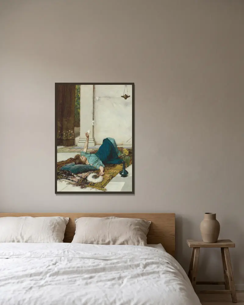 Dolce Far Niente av John William Waterhouse inramad på en vägg
