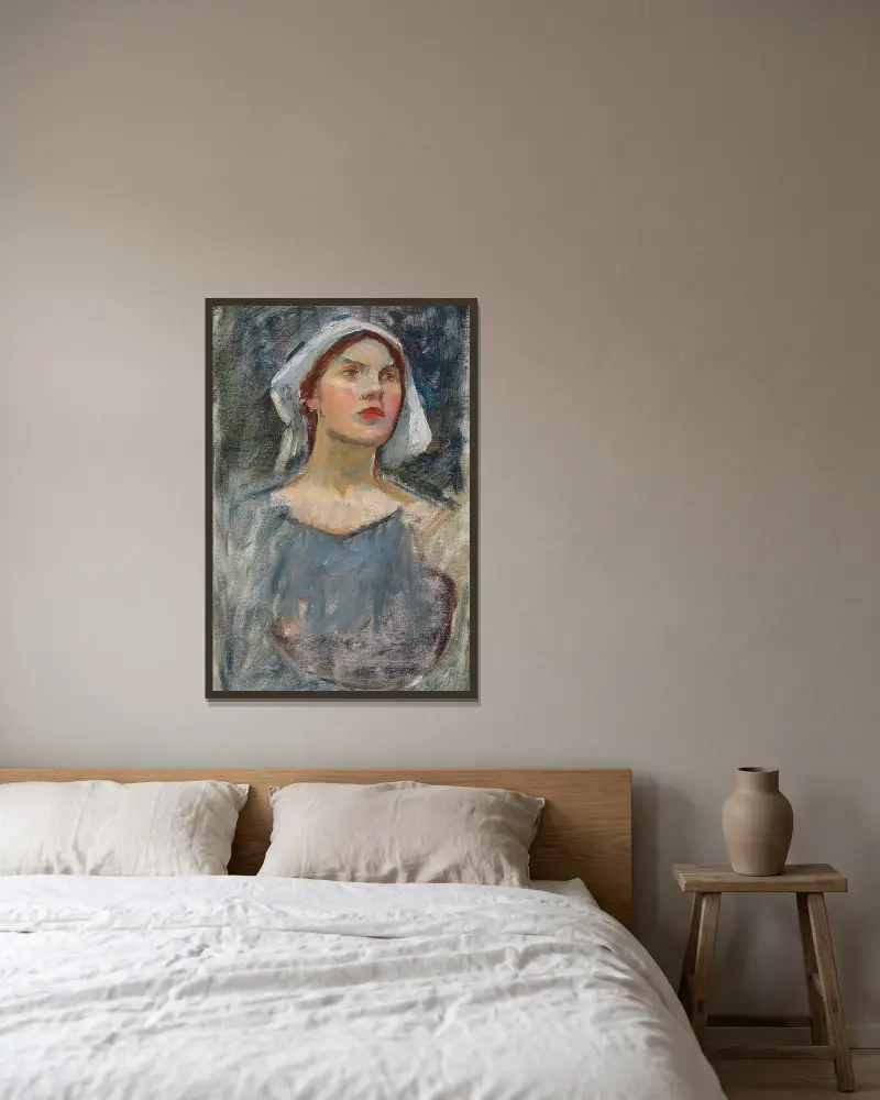 Studie hlavy pro „Začarovanou zahradu“, John William Waterhouse v rámu na stěně