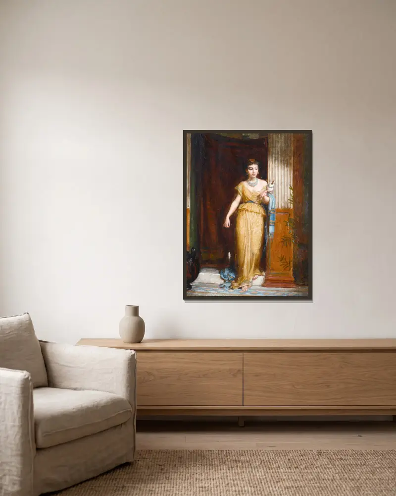 Die Spinnerin von John William Waterhouse gerahmt an einer Wand