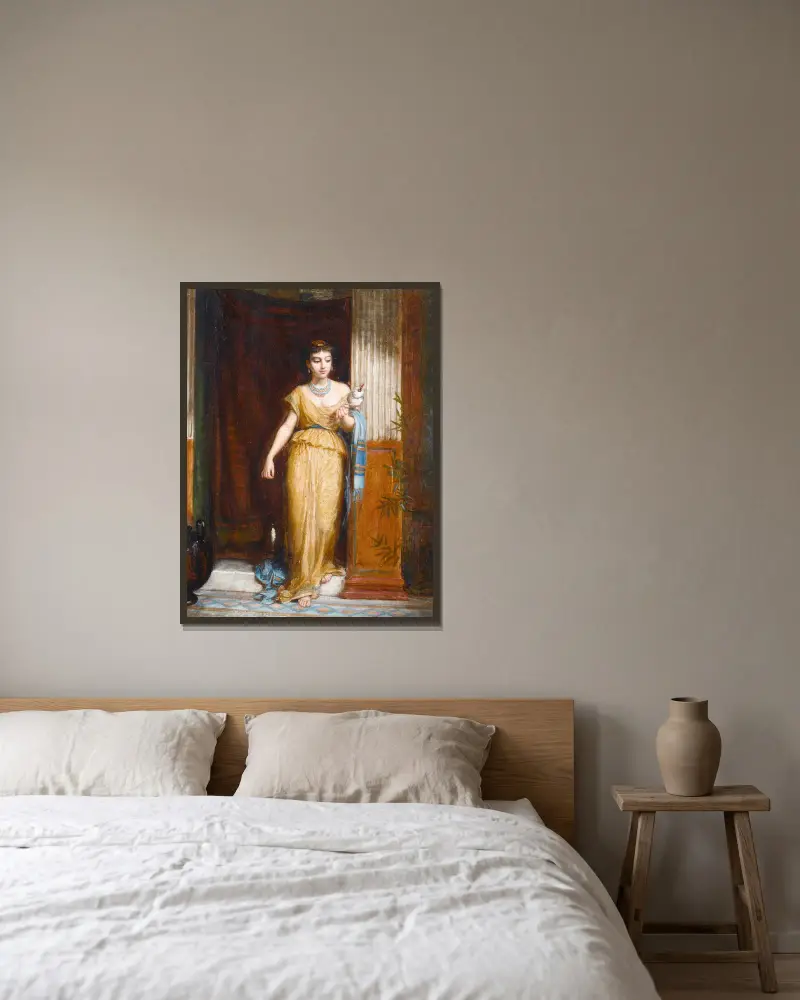 Die Spinnerin von John William Waterhouse gerahmt an einer Wand