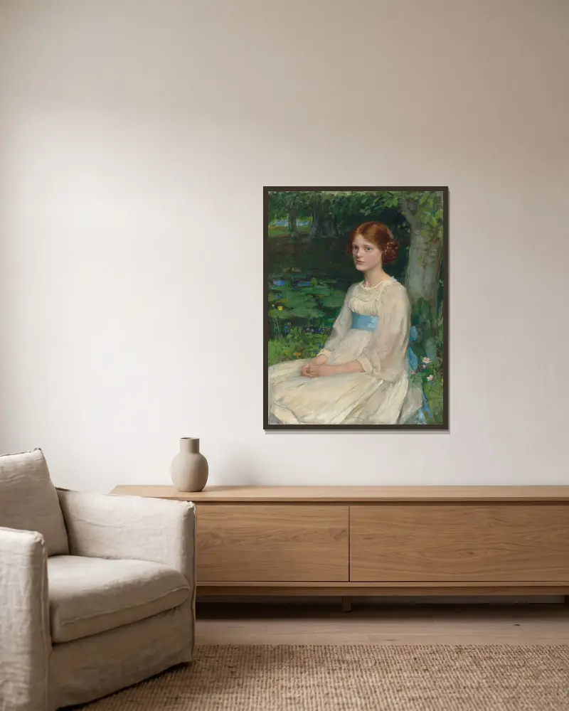 Miss Betty Pollock av John William Waterhouse inramad på en vägg