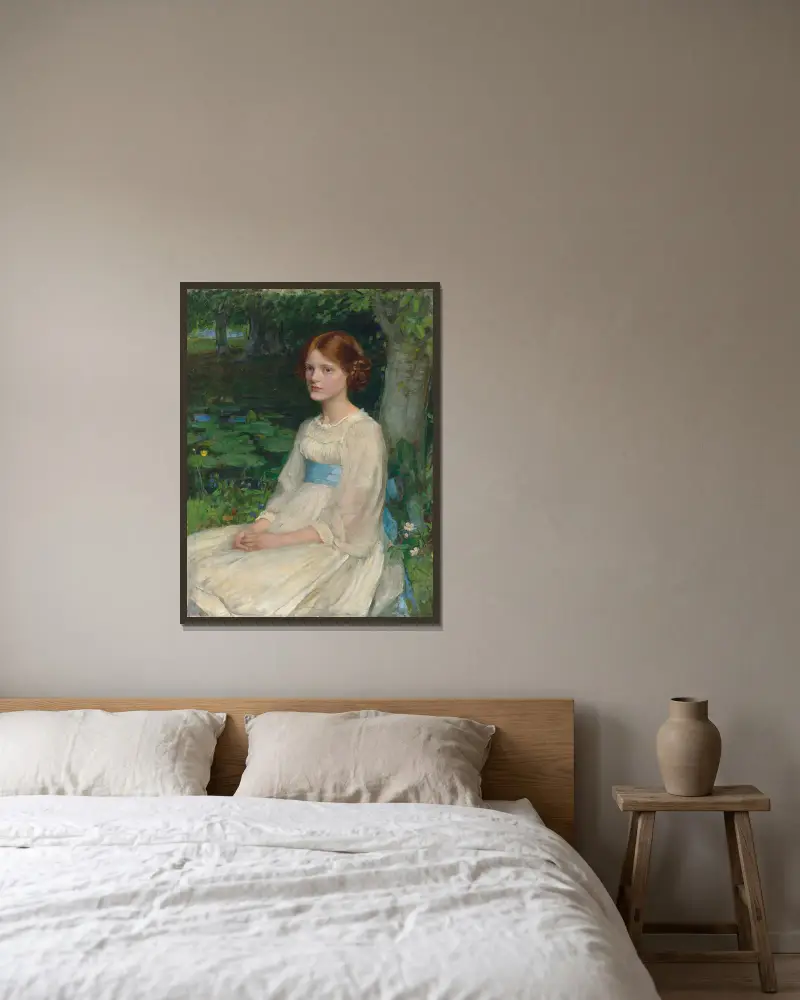 Miss Betty Pollock av John William Waterhouse inramad på en vägg