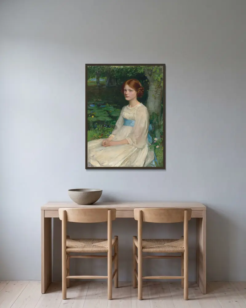 Miss Betty Pollock av John William Waterhouse inramad på en vägg