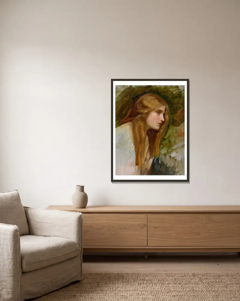 Phyllis – nr 2 av John William Waterhouse inramad på en vägg