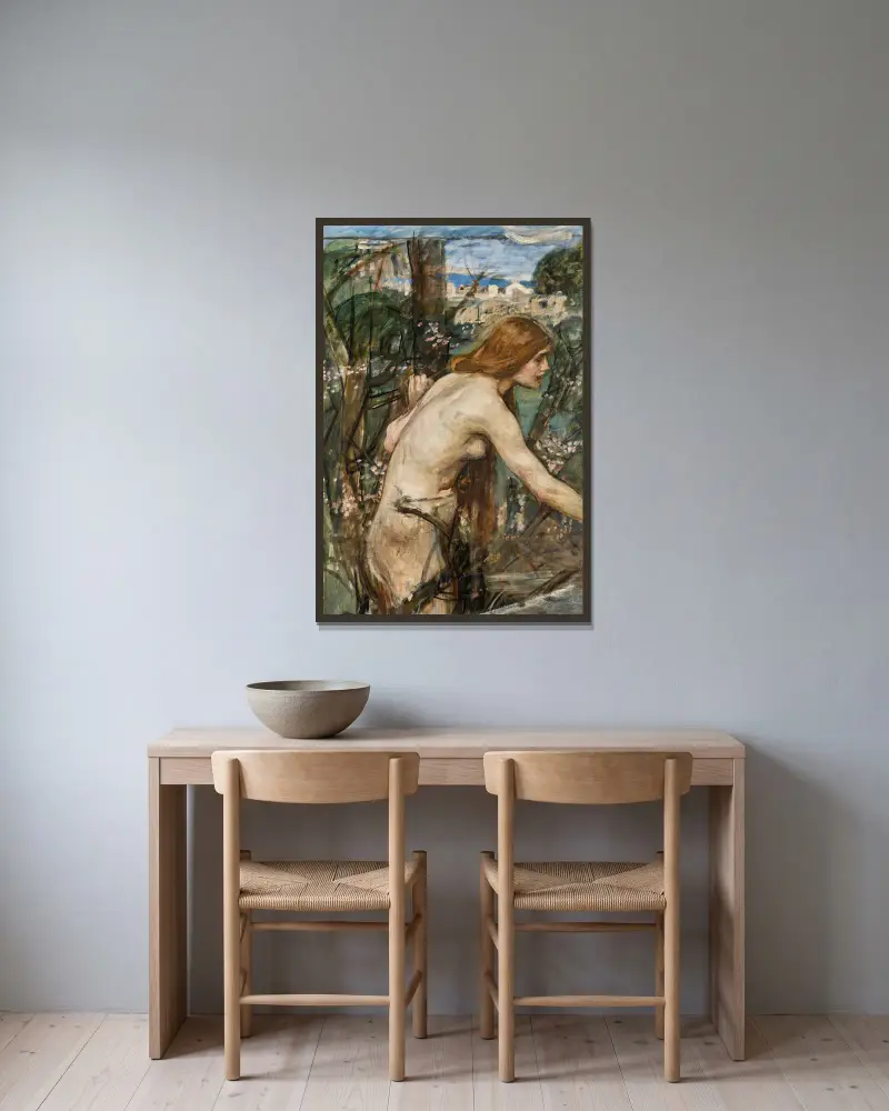 Phyllis – nr 1 av John William Waterhouse inramad på en vägg