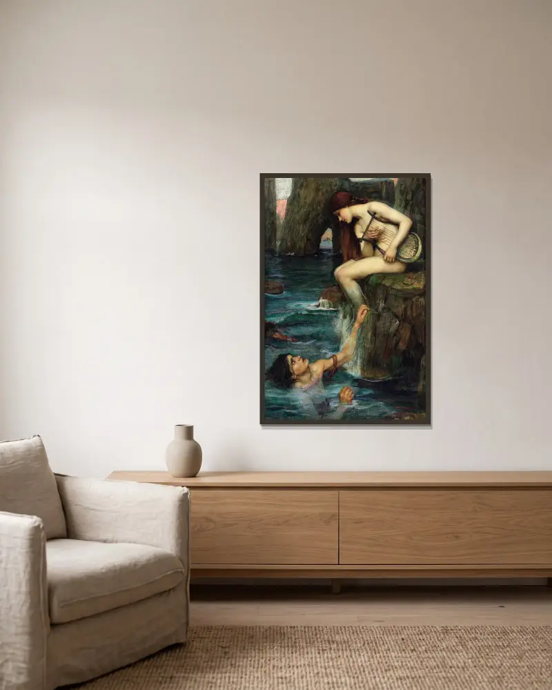 The Siren av John William Waterhouse inramad på en vägg