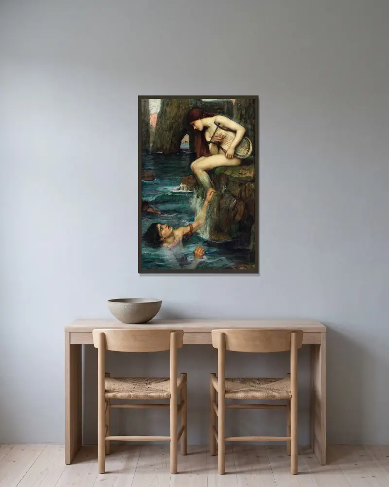 The Siren av John William Waterhouse inramad på en vägg